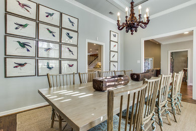 Inspiration for a mid-sized transitional dark wood floor enclosed dining room remodel in Dallas with gray walls and no fireplace