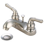 Olympia Faucets - Accent Two Handle Bathroom Faucet, PVD Brushed Nickel - Featuring classic traditional elegance, our Accent Collection of faucets by Olympia is ageless and uncomplicated. Accent can both simplify and provide an essential enhancement to your home with an understated enduring style balanced with seamless functionality.