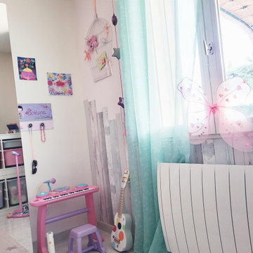 Chambre fillette rose et verte