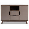 Britta Mid-Century Modern Walnut Brown and Gray Two-Tone Finished Wood Sideboard
