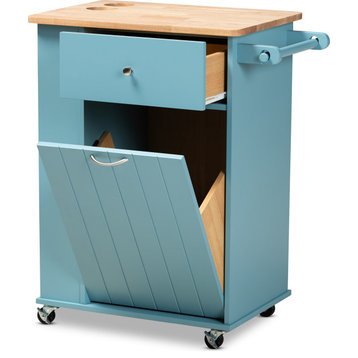 Liona Kitchen Storage Cart - Blue, Natural