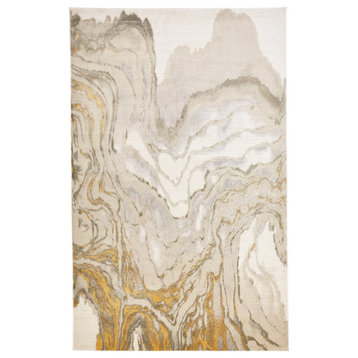 Weave and Wander Omari Contemporary Watercolor Rug, Ivory, 1'8"x2'10"