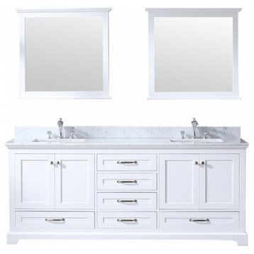 80 Inch White Double Sink Bathroom Vanity, No Countertop, No Sinks, Transitional