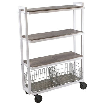 Atlantic Narrow XLarge Metal and Wire Cart System 4-Tier in White