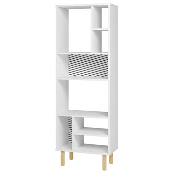 Manhattan Comfort Essex 8 Shelves Engineered Wood Bookcase in White/Zebra