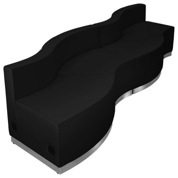 Hercules Alon Series Black Leather Reception Configuration, 4 Pieces