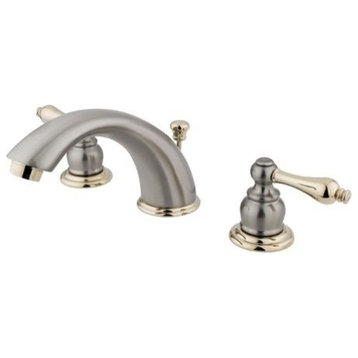 Kingston Widespread Bathroom Faucet With Pop-Up, Brushed Nickel/Polished Brass