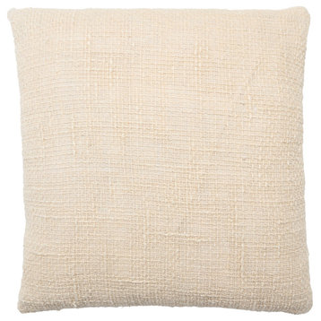 Tordis Solid Pillow 22" Square, Cream, Polyester Fill