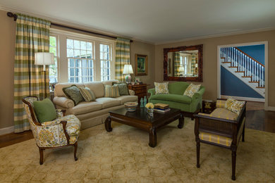 Living room - traditional medium tone wood floor living room idea in Philadelphia
