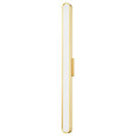 Hudson Valley Lighting - Starkey LED Bath Bracket, Large, Aged Brass Frame, Clear Diffuser - Subtle details take this streamlined LED fixture beyond the bathroom. A ribbed glass front panel, forged brass detail at the ends, beveled edges, a small backplate and an overall sleek, sophisticated look make Starkey ideal for almost any room in the home. Starkey can be mounted horizontally or vertically, adding to its versatility. Available in three sizes and two finishes.