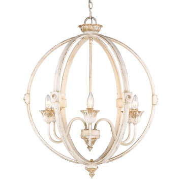 Golden Lighting 0892-6 Jules 6 Light 26"W Taper Candle Style - Antique Ivory