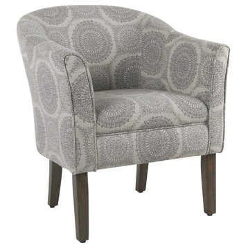 Benzara BM194022 Stripped Pattern Fabric Upholstered Wooden Accent Chair