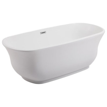 Elegant Decor Coralie 67" Oval Plastic Soaking Bathtub in Glossy White