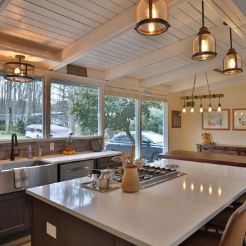 Kitchen remodel in Frederick, MD with white granite countertop and stainless st