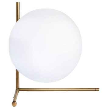 Postmodern Glass Ball and Angled Metal L Table Lamp