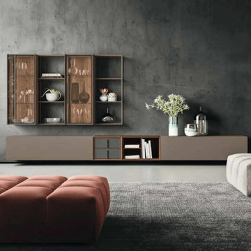 Day-6 TV media unit with glass cabinets by Orme