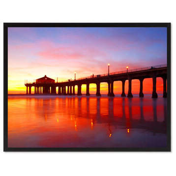 Manhattan Beach California Red Landscape Photo Canvas Print with Frame, 28"x37"