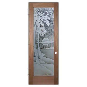 Interior Prehung Door or Interior Slab Door - Palm Sunset - Mahogany - 30" x...