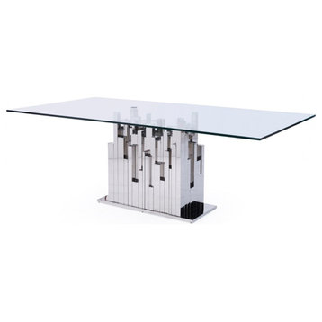 Modrest Edwin Modern Glass and Stainless Steel Dining Table