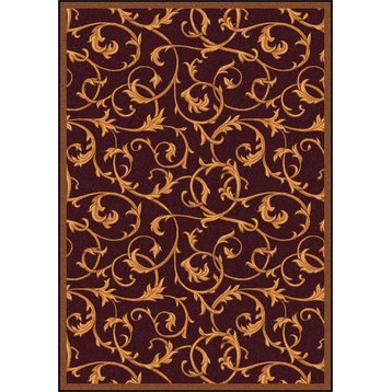 Joy Carpets Any Day Matinee, Theater Area Rug, Acanthus, 10'9"X13'2", Burgundy
