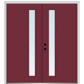 72"x80" 1-Lite Clear RH-Inswing Painted Fiberglass Double Door, 6-9/16" Frame