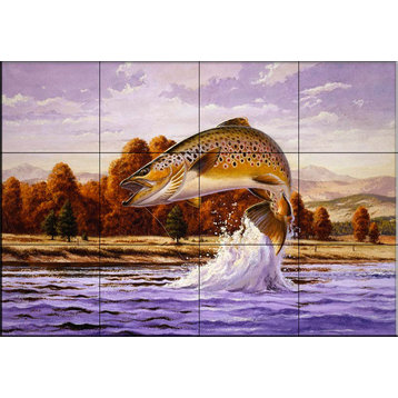 Tile Mural, Brown Trout by John Rice