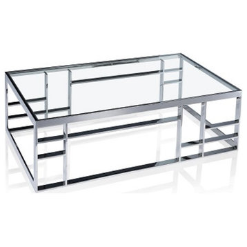 Modrest Stephen Modern Glass and Stainless Steel Coffee Table
