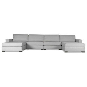 Veranda Sectional, Double Ottoman, Grey, 6 Pieces, Design: No Button / Cushion T