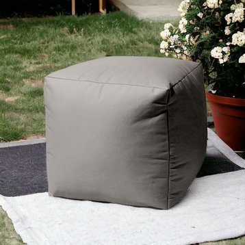 17" Cool Steely Silver Gray Solid Color Indoor Outdoor Pouf Ottoman