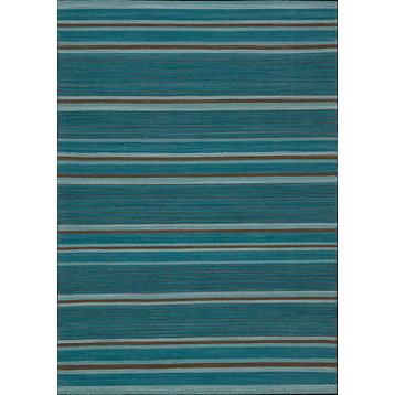 Kathy Ireland Home Griot Kora Striped Rug, Turquoise, 8'0"x10'6"