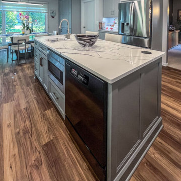 Custom Two Tone Gray Kosher Kitchen with Quartz Countertops