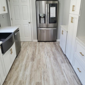 White Kitchen with Brass Hardware in Staten Island, NY