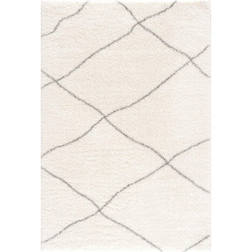 3' X 5' Ivory Modern Uneven Lattice Area Rug