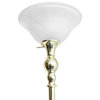 1 Light Torchiere Floor Lamp With Marbleized White Glass Shade, Gold