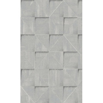 Textured Geometric Tiles Paste the Wall Wallpaper, Lake Blue, Double Roll