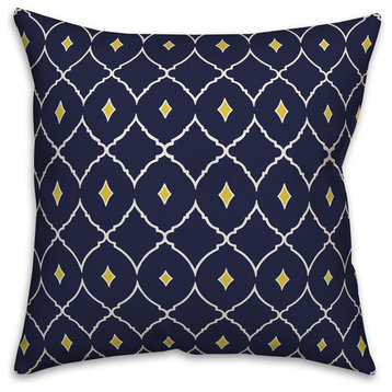Navy and Yellow Diamond 18x18 Throw Pillow Cover