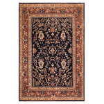 Bareens Designer Rugs - Shabby Chic Ziegler Simone Blue Brown Hand-Knotted Wool Rug - 8'3'' x 9'8'' - Enhance the ambiance of your home with this magnificent Persian-influenced Turkish hand-knotted rug made by skilled artisans capable of creating the most exceptional vegetable dyes and hand-spun wool. This exquisite handmade rug is a one-of-a-kind Peshawar Kafkaz, otherwise identified as Chobi, Chobi Peshawar, Oushak, or Ziegler rug. These handmade rugs are crafted in Pakistan utilizing superior-quality wool imported from Australia, New Zealand, and Korea in two types of weaves: the Persian weave and the Mori weave. This rug is meticulously crafted by hand using the finest natural vegetable dyes extracted from local plants. The artisans use a blend of hand-spun local and fine merino wool, resulting in a rug with a compelling texture, higher lanolin content, and longer staple. The artisans occasionally incorporate natural or artificial silk into the pile to enhance specific motifs. The finished product is an awe-inspiring execution of flawless design and an understated palette that exudes elegance.