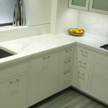 Carrara Marble Kitchen Counter and wall slabwork