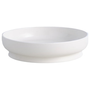 Elegant Footed Matte White Low Bowl Designer 13" Ceramic Contemporary