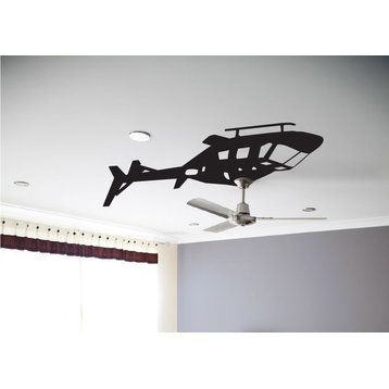 Helicopter Ceiling Fan Wall Decal, Black, 70"x37"