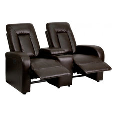 Flash Furniture Brown Leather 2-Seat Home Theater Recliner With Storage Console