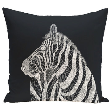 La Cebra Animal Print Pillow, Black, 20"x20"