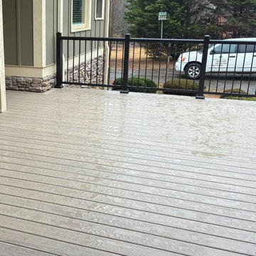 Cartersville, GA, simple but elegant deck with stairs and black IRX railings