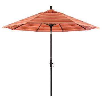 9' Bronze Collar Tilt Lift Fiberglass Rib Aluminum Umbrella, Sunbrella, Dolce Mango