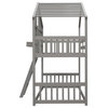 Twin over Twin House Bunk Bed with Roof and Ladder, Grey
