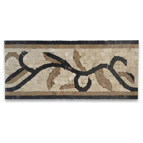 Marble Mosaic Border Listello Accent Tile Ivy Gold 5.9x13.4 Polished, 1 piece