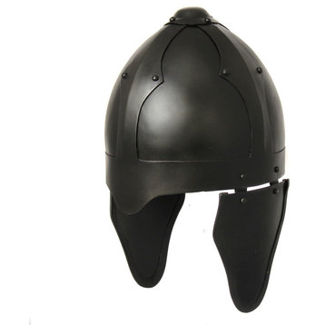 Urban Designs Replica Medieval Skull Cap Infantry Steel Armor Helmet, Black