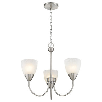 3 Light Simple and Clean Mini Chandelier in Nickel