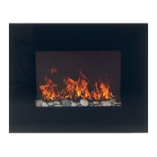 Black Glass Panel Electric Fireplace Wall Mount & Remote by Northwest