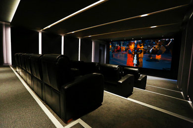Inspiration for a contemporary home cinema in Essex.